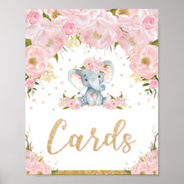 Póster de señal de tarjetas Elefante Cumpleaños Ba