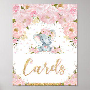 Póster de señal de tarjetas Elefante Cumpleaños Ba