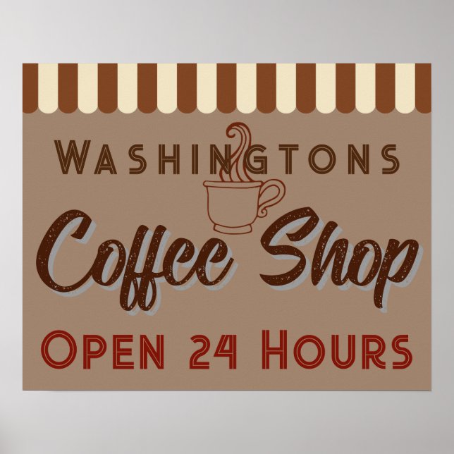 Póster de Señal Personalizado de Cafetería Vintage (Frente)