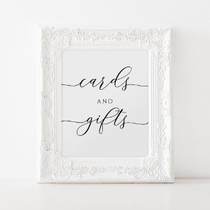Póster de señaligen de tarjetas y regalos elegante