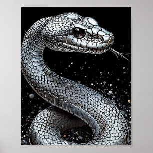 Póster de Serpiente de Plata de Lujo – Animal Esté