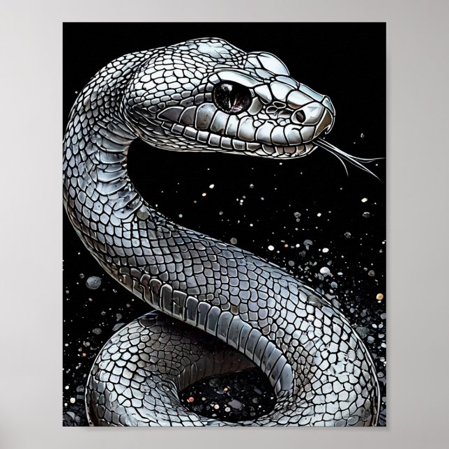 Póster de Serpiente de Plata de Lujo – Animal Esté (Frente)