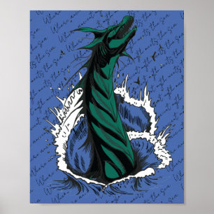Póster de Serpiente Monstruo del Mar Verde