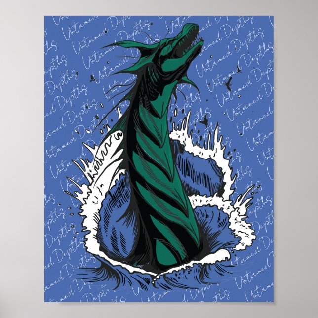 Póster de Serpiente Monstruo del Mar Verde olas de (Frente)