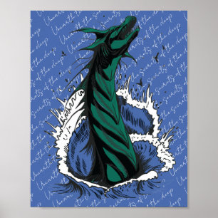 Póster de Serpiente Monstruo del Mar Verde olas de