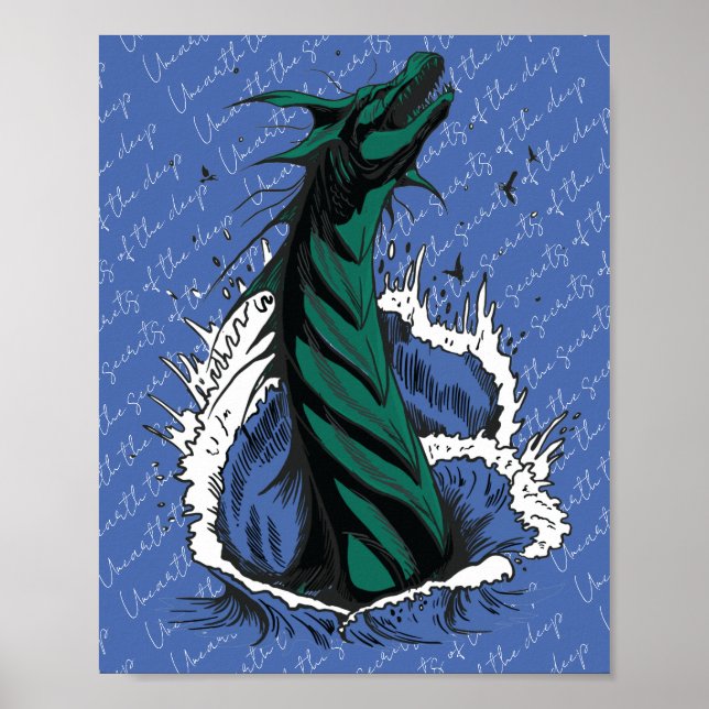 Póster de Serpiente Monstruo del Mar Verde olas de (Frente)