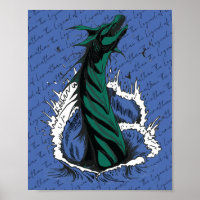 Póster de Serpiente Monstruo del Mar Verde olas de