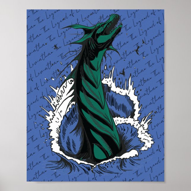 Póster de Serpiente Monstruo del Mar Verde olas de (Frente)