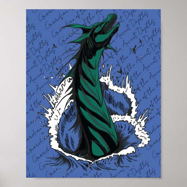 Póster de Serpiente Monstruo del Mar Verde olas de (Frente)