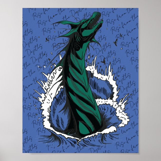 Póster de Serpiente Monstruo del Mar Verde olas de (Frente)