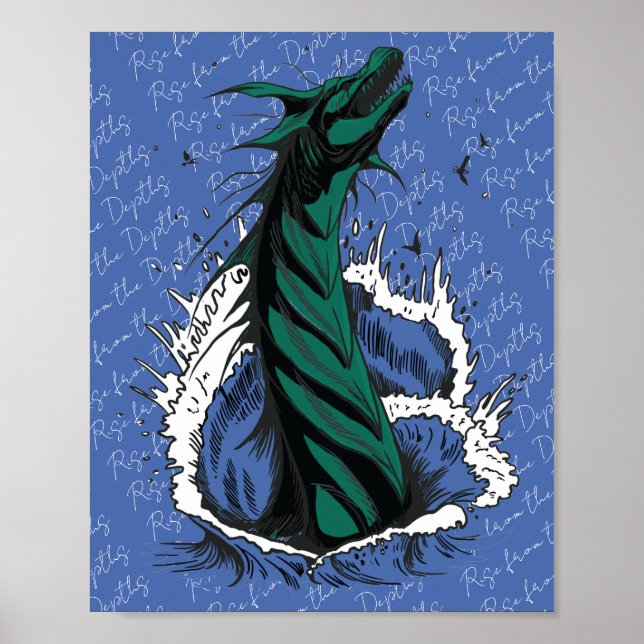 Póster de Serpiente Monstruo del Mar Verde olas de (Frente)