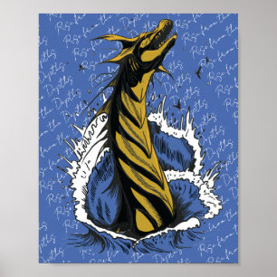 Póster de Serpiente Monstruo Marino Dorado Olas de