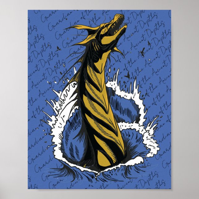 Póster de Serpiente Monstruo Marino Dorado Olas de (Frente)