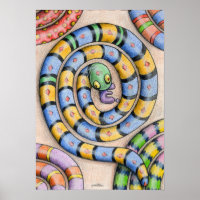 Poster de serpientes alfabetas de arte de Denis Ga