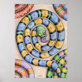 Poster de serpientes alfabetas de arte de Denis Ga