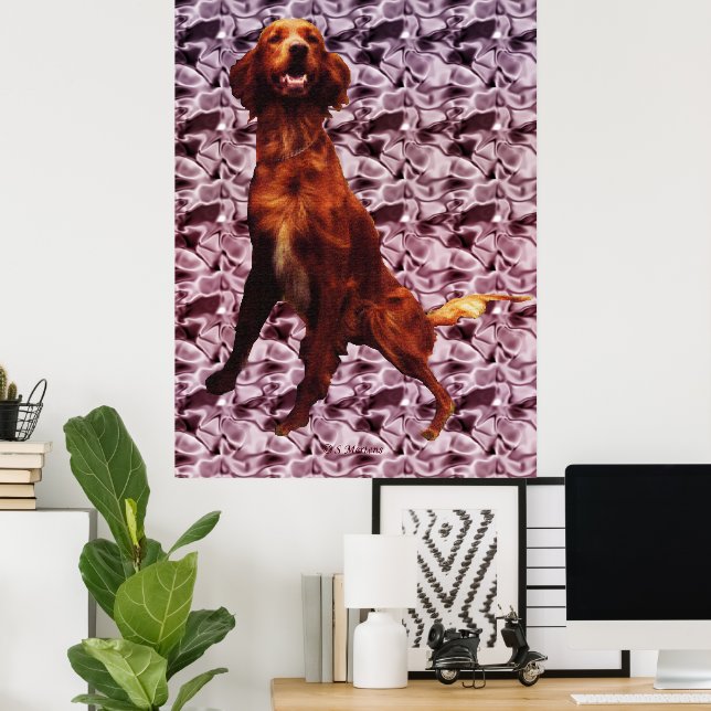Póster de Setter Irlandés con patrón de flores de  (Oficina en casa)