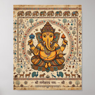 Póster de Shri Ganeshaya Namah Arte Warli Señor