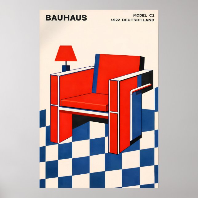 Póster de Silla Bauhaus, Geométrico Moderno de Med (Frente)