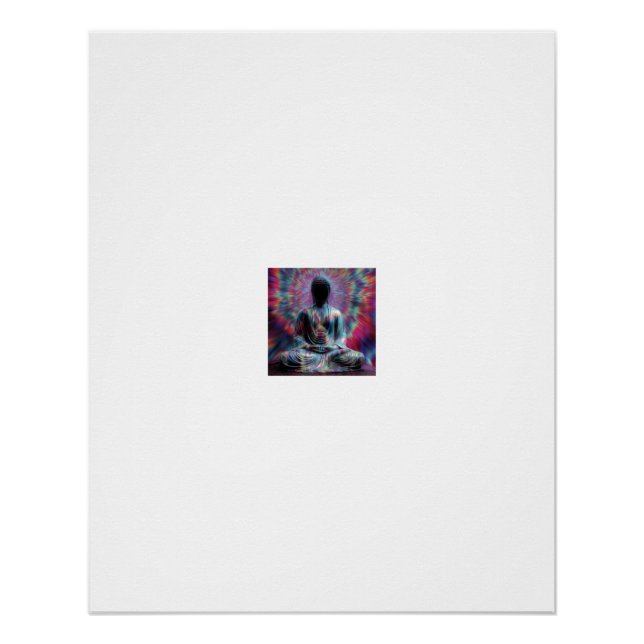 Póster de silueta de Buda meditando con explosión  (Anverso)