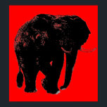 Poster de silueta de elefante negro rojo de arte p<br><div class="desc">Pintura pop con efecto de tinta digital - bocetos de software para animales africanos</div>