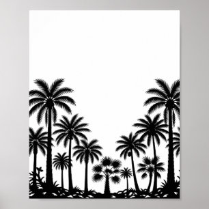 Póster de silueta de palmeras negras tropicales