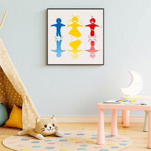 Póster de Siluetas de Niños Felices