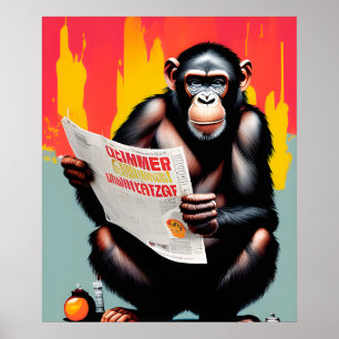 Póster de simio inteligente Arte de pared de chimp