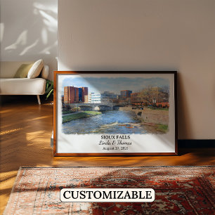 Póster de Sioux Falls Dakota del Sur, Acuarela