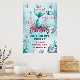 Póster de sirena lindo y colorido