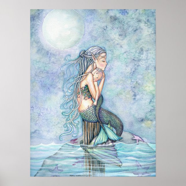 Póster de Sirena Madre y Bebé de Aguas Tranquilas (Frente)