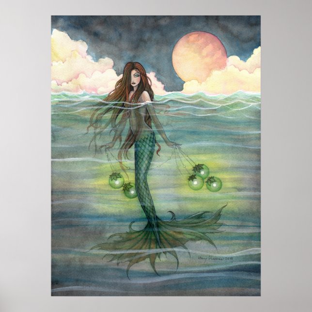 Póster de Sirena "Mar Iluminado" por Molly Harriso (Frente)