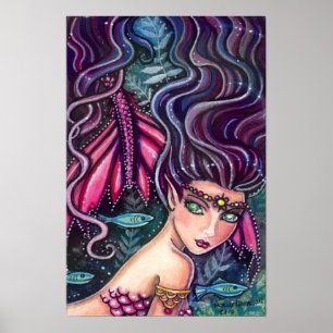 Póster de Sirena y Pez Juguetones