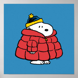 Póster de Snoopy Invierno con Abrigo Hinchado