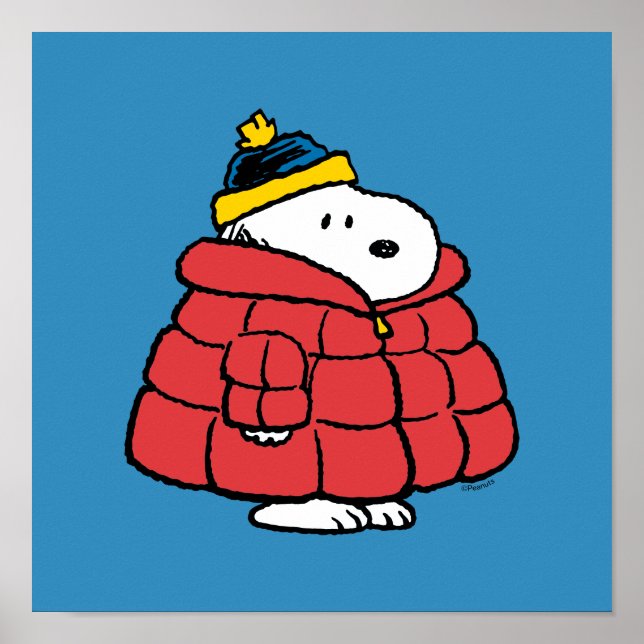Póster de Snoopy Invierno con Abrigo Hinchado (Frente)