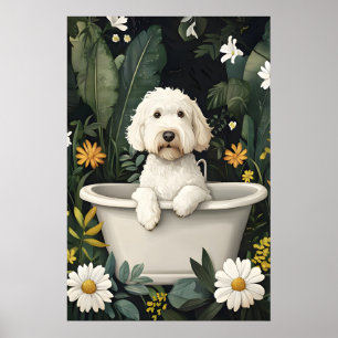 Póster de Soft Coated Wheaten Terrier en bañera