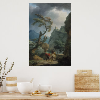 Póster de Soldados en un Desfiladero de Montaña (1