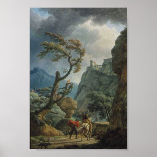 Póster de Soldados en un desfiladero de montaña (1