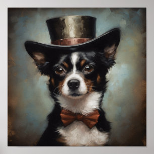 Póster de sombrero de copa de bronce Chihuahua ele