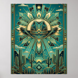 Póster de Sombrero de Vaquero Art Déco - Geométric