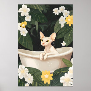 Póster de Sphynx en bañera, Póster divertido de ga