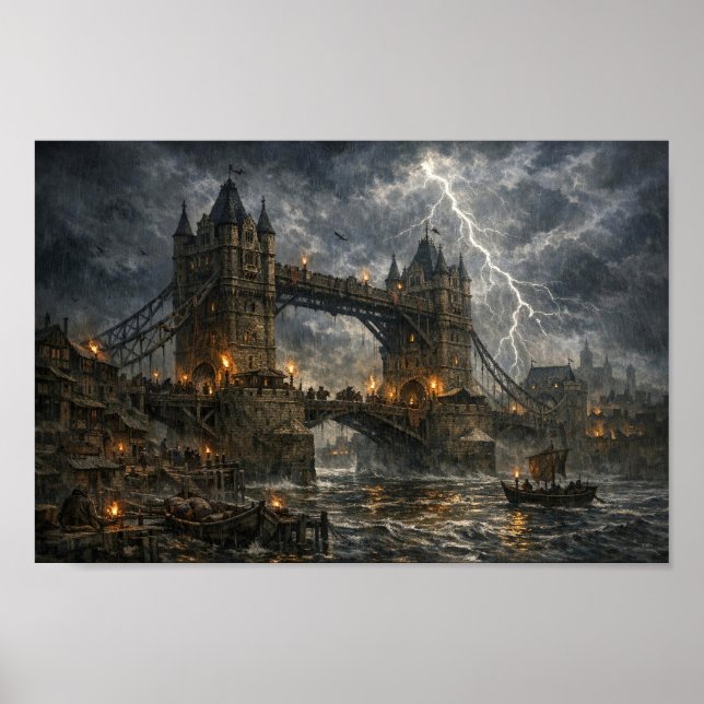 Póster de Stormbound Medieval London Tower Bridge (Frente)