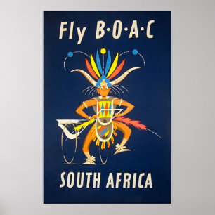 Póster de Sudáfrica BOAC Arte de Viaje Impresión A
