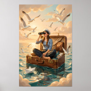 Póster de Sueño en un Maletín Flotante junto al Ma