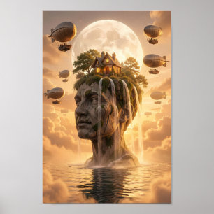 Póster de Sueños de Skyhaven bajo la Luna Dorada
