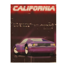 Póster de supercoche neón de California años 80