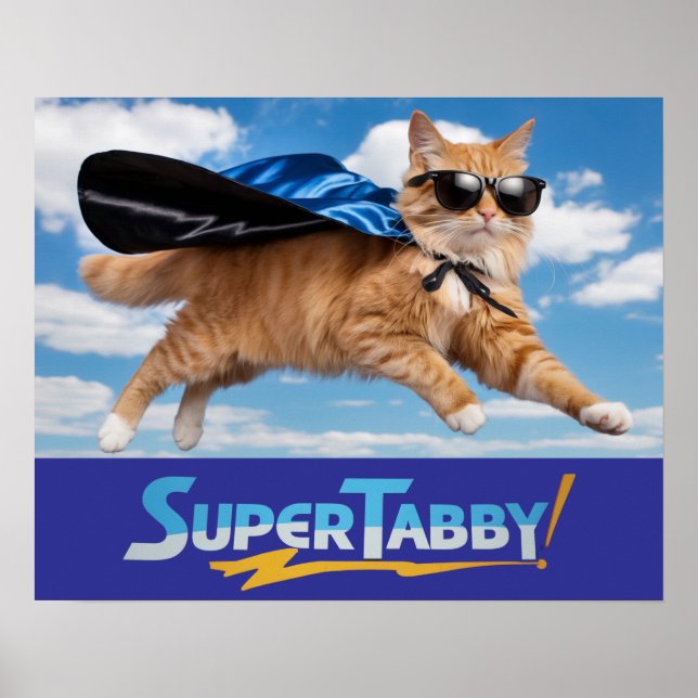 Póster de Superhéroe Gatito Atractivo (Frente)