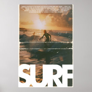 Póster de surf al atardecer, impresión de arte de 