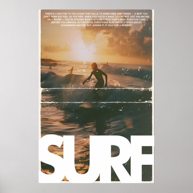Póster de surf al atardecer, impresión de arte de  (Frente)