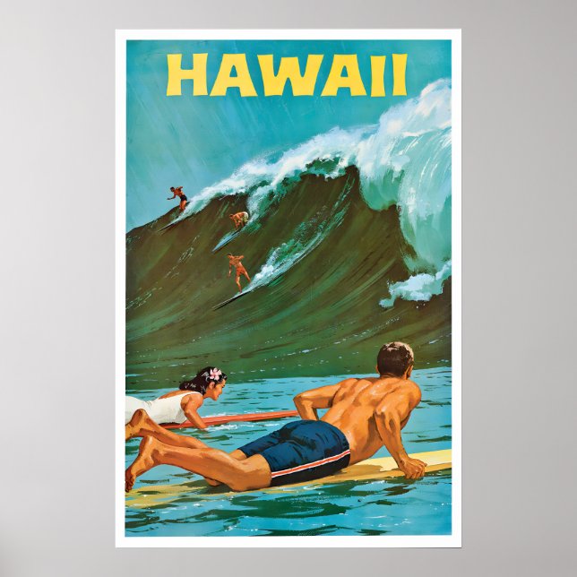 Póster de surf de Hawái Arte de pared de viaje vin (Frente)