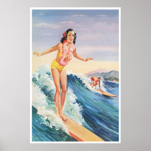 Póster de surf de Hawái Arte hawaiano Impresión de